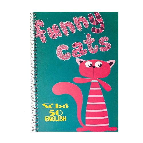 دفتر زبان 50 برگ سیبو مدل فانتزی طرح FUNNY CAT کد S1-14